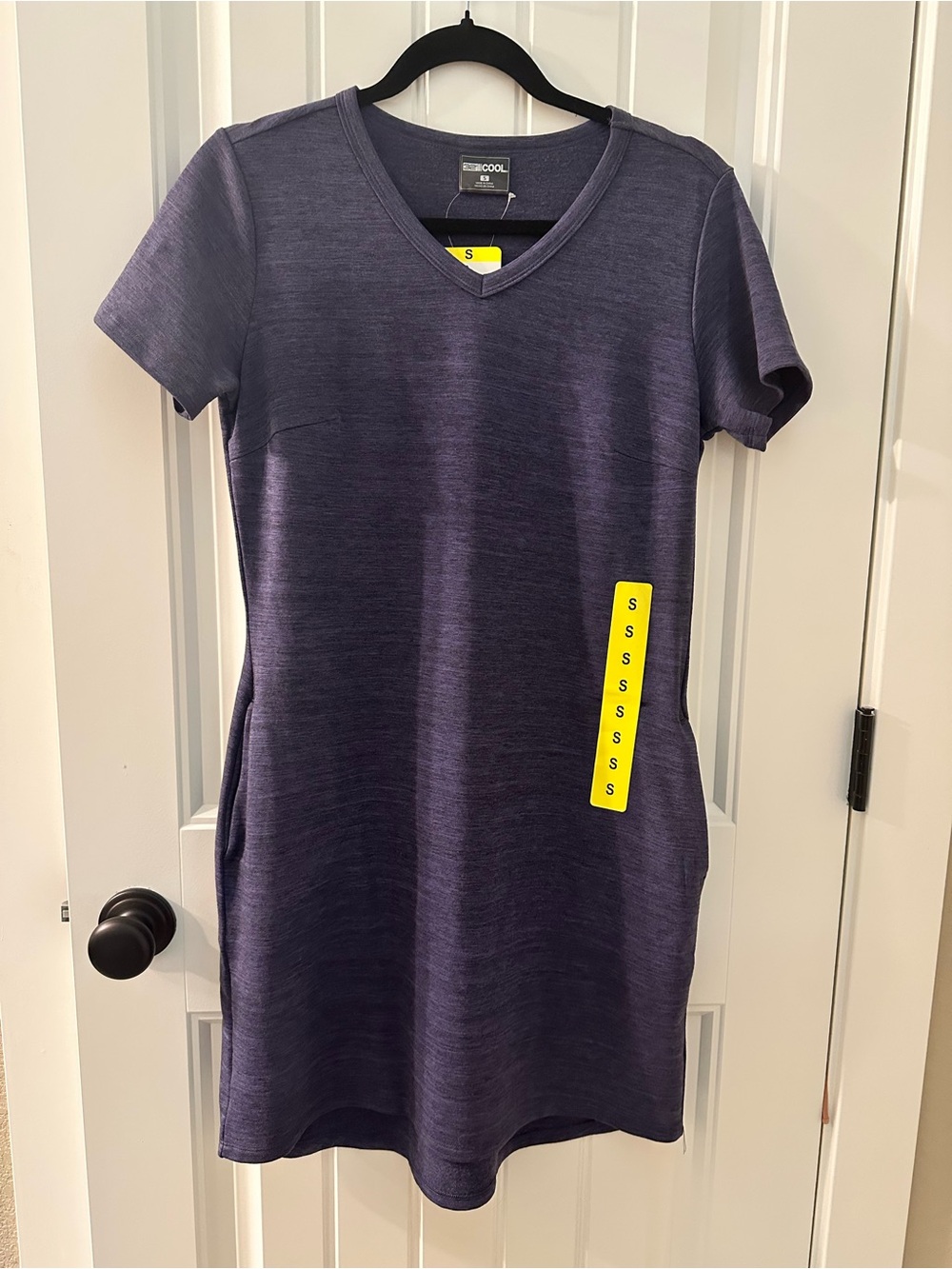 32 Degrees Women's V-Neck Short Sleeve Dress in Heathered Purple-Gray